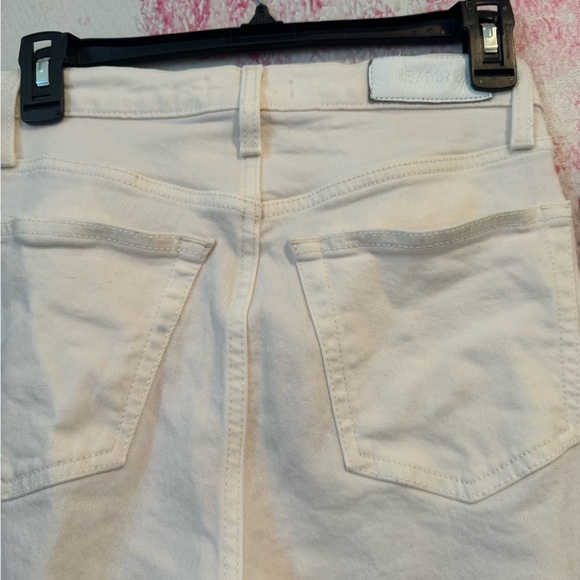 Redone Stovepipe Straight Leg Button Fly Cream Color Jeans Size 25 - Picture 5 of 7